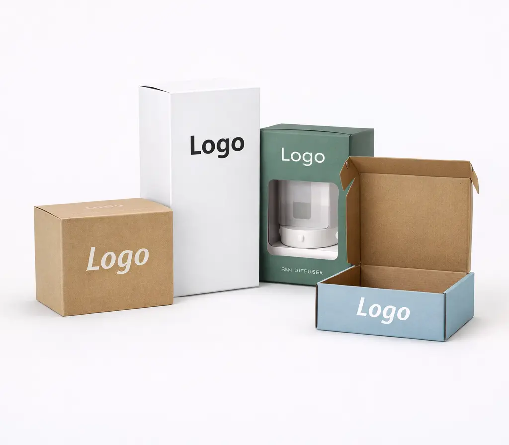 Fan diffuser custom packaging solutions including color boxes, kraft boxes, window boxes, and gift sets for OEM and private-label brands
