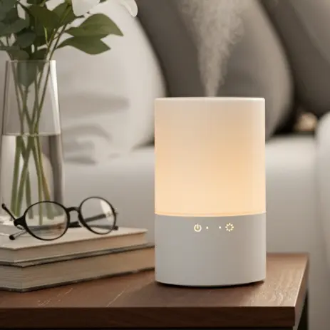 Plastic nebulizing diffuser designed for waterless essential oil diffusion, suitable for home and vehicle fragrance applications with OEM branding options